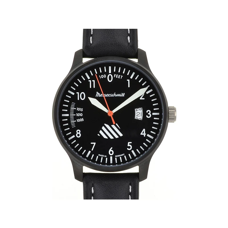 Messerschmitt ME-42ALTI-L Orologio Al Quarzo Da Uomo – Cassa 42 Mm In Acciaio Nero, Cinturino In Pelle, Quadrante Altimetro, Impermeabile 5 ATM - 4