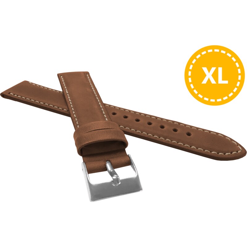 LAVVU XL Prodloužený polstrovaný hnědý prošitý řemínek SPORT z