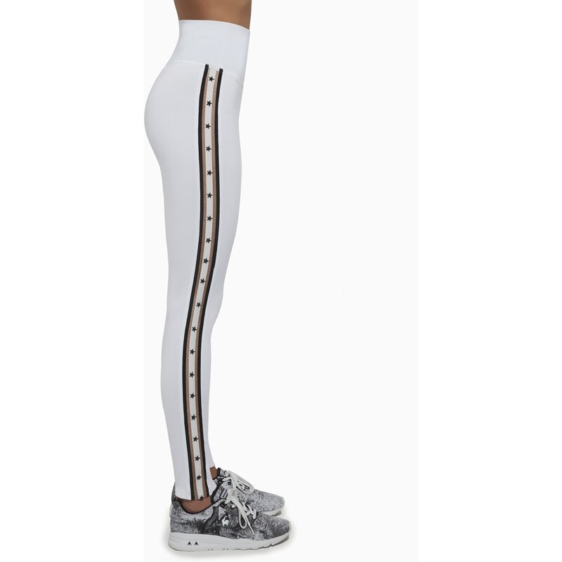 Bas Bleu STARS sports leggings with wasp waist effect and decorative stripes