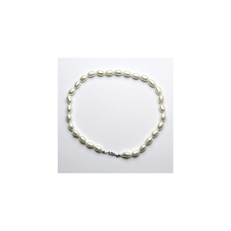Přírodní říční perly, 12x8 mm, bílé, perlový náhrdelník 43361934