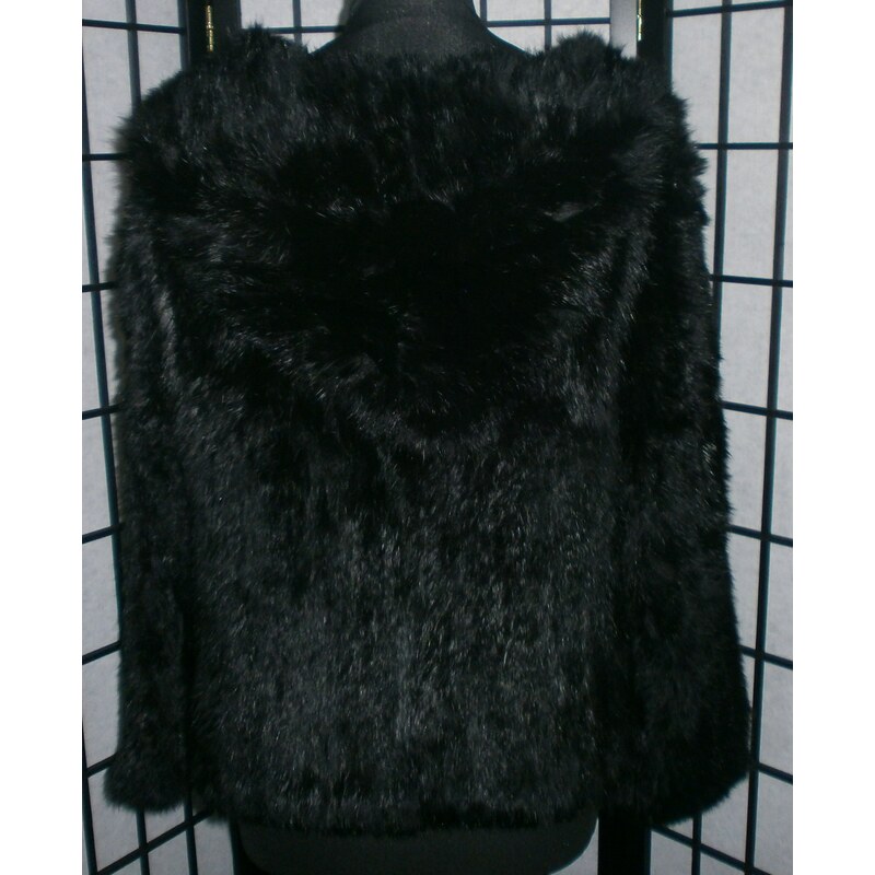 Kožešinový pletený kabátek z králíka s kapucí S až 4XL 2 barvy - pravá kožešina