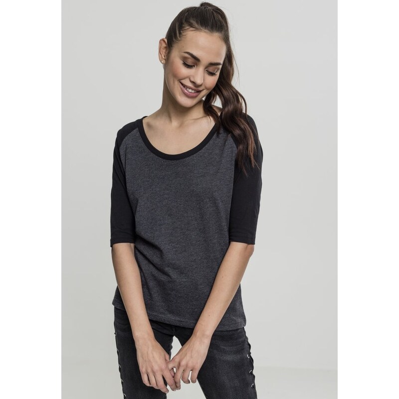 Tričko Urban Classics Ladies 3/4 Contrast Raglan Tee - charcoal/black