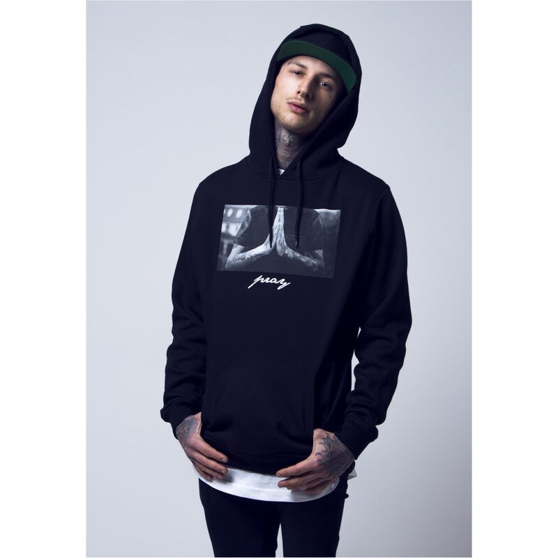 URBAN CLASSICS Černá pánská mikina Mister Tee Pray