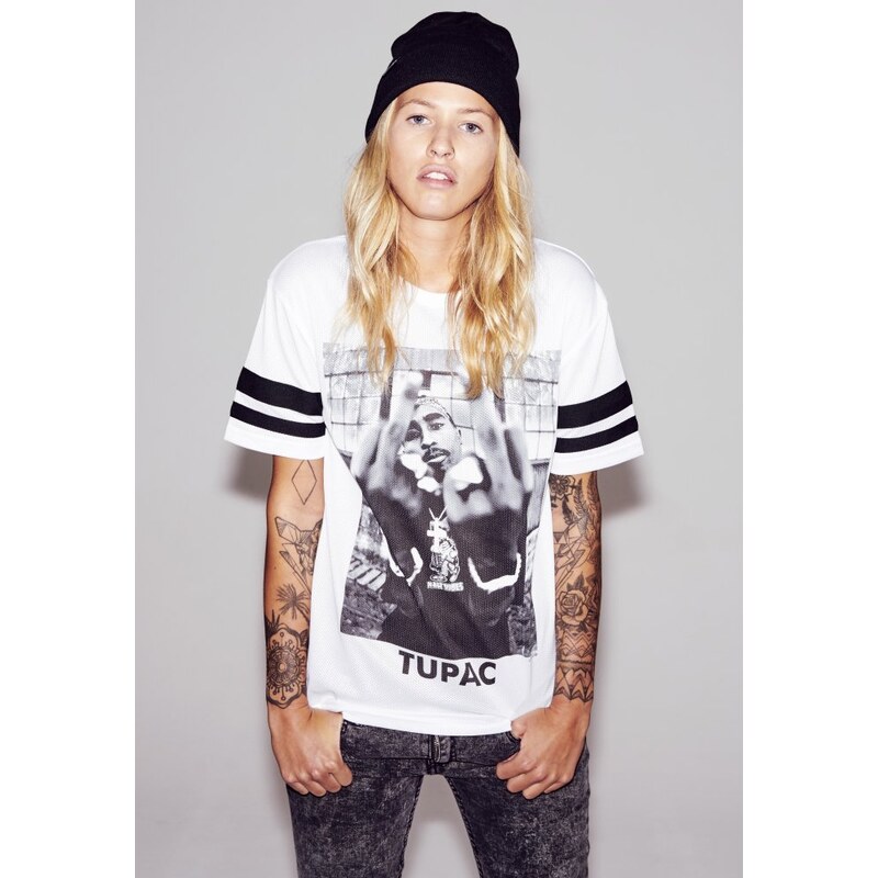 URBAN CLASSICS Dámské tričko Ladies 2Pac Stripes Tee - bílé