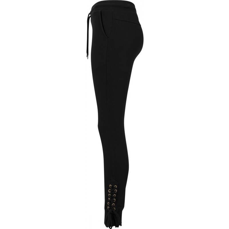 Dámské tepláky Urban Classics Ladies Fitted Lace Up Pants - černé
