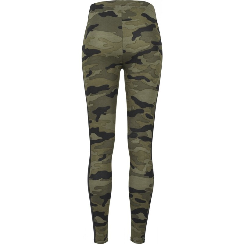 Legíny Urban Classics Ladies Camo Stripe Leggings - woodcamo/blk