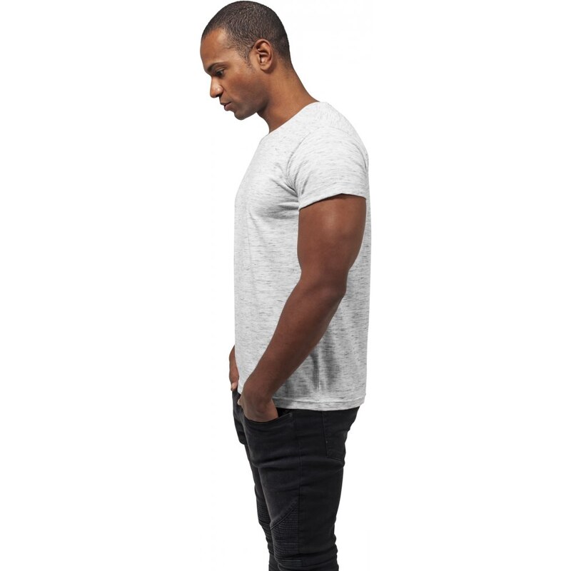 URBAN CLASSICS Tričko Space Dye Turnup Tee - wht/gry