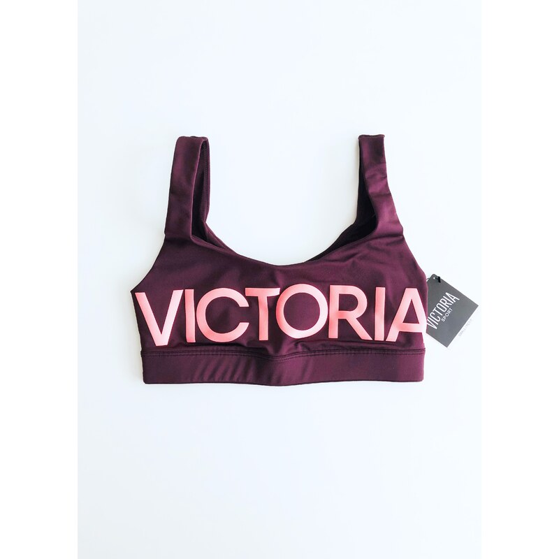 Victoria's Secret Victoria's Secret Logo pohodlná vínová sportovní podprsenka z kolekce Victoria Sport - S / Vínová / Victoria's Secret