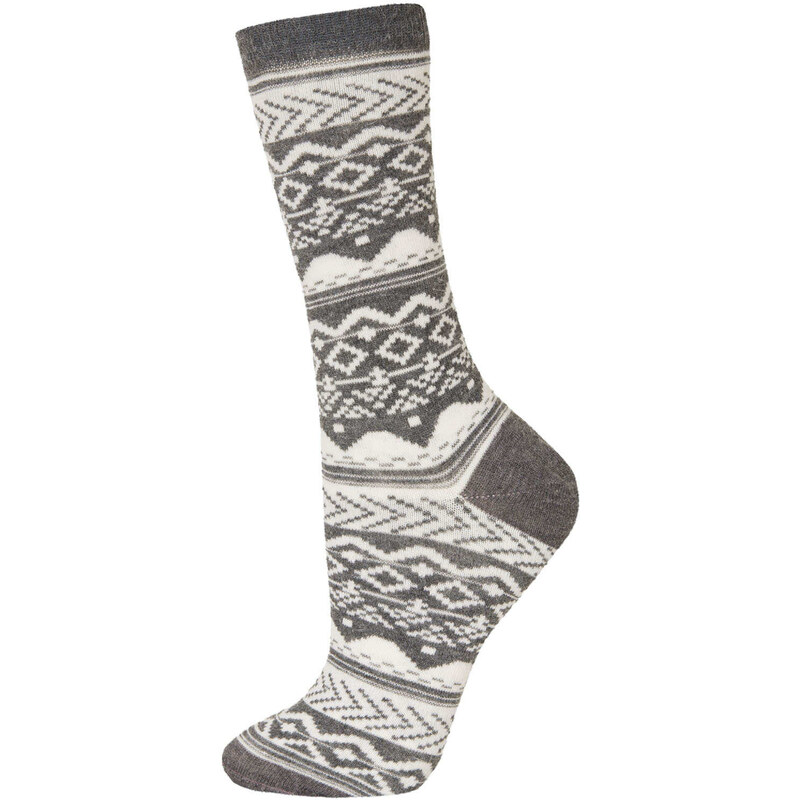 Topshop Grey Aztec Ankle Socks