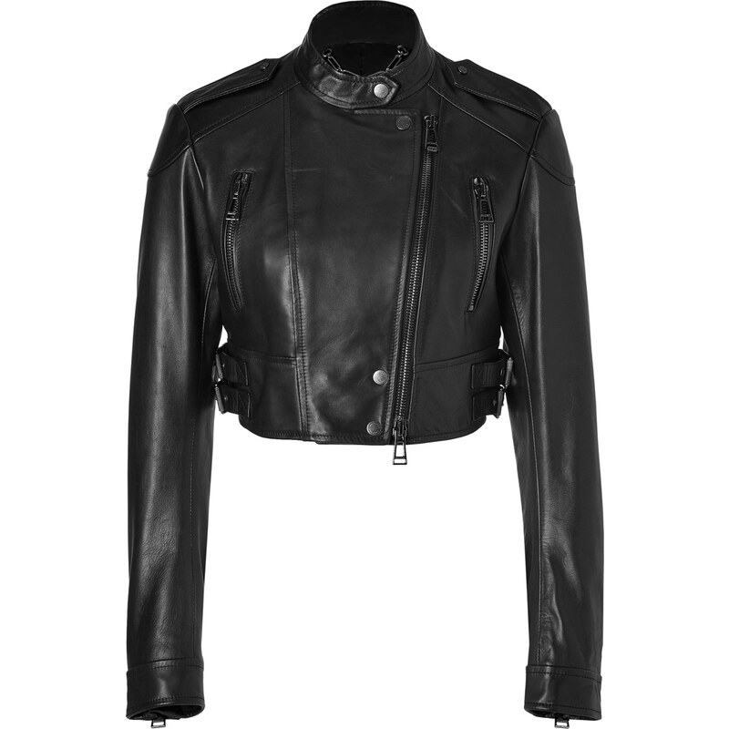 Belstaff Black Leather Cropped Helston Biker Jacket