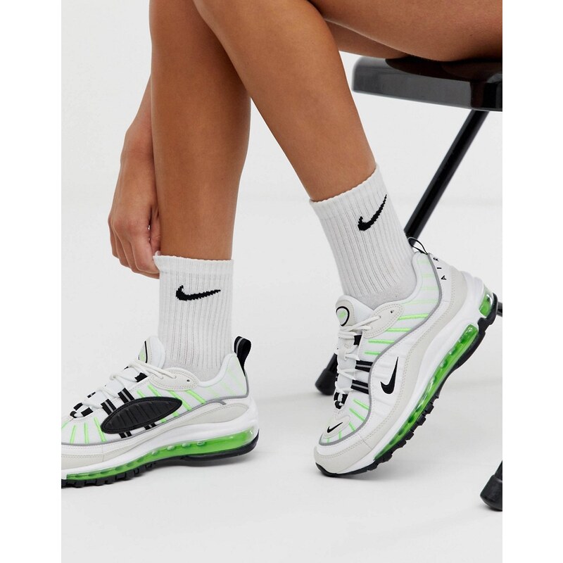 Nike Air Max 98 trainers in white and neon green GLAMI.cz