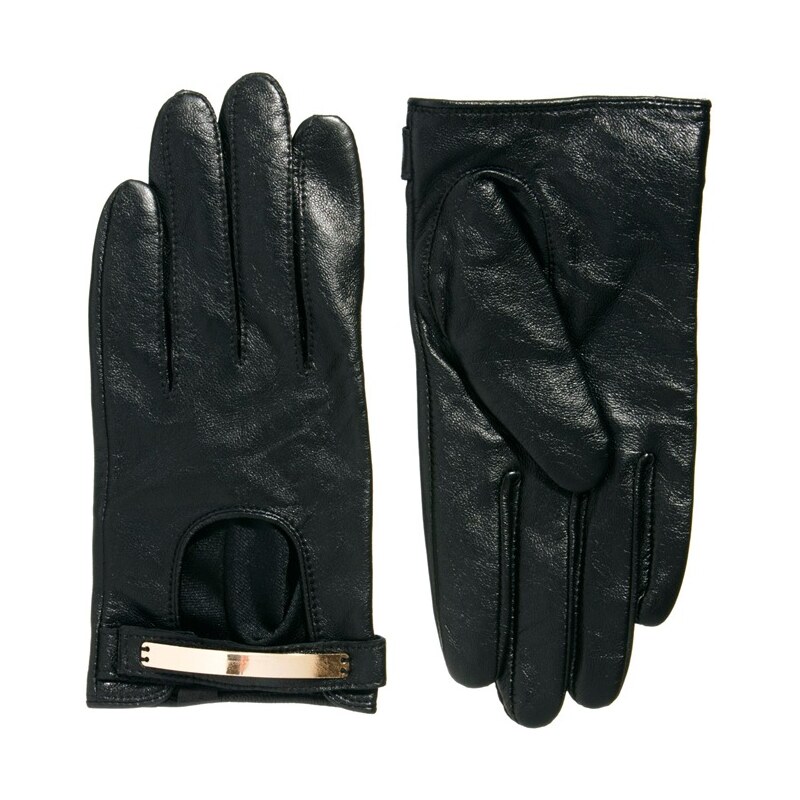 ASOS Leather Metal Plate Gloves