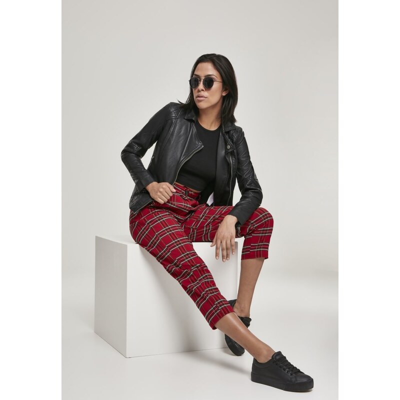 Kalhoty Urban Classics Ladies High Waist Checker Cropped Pants