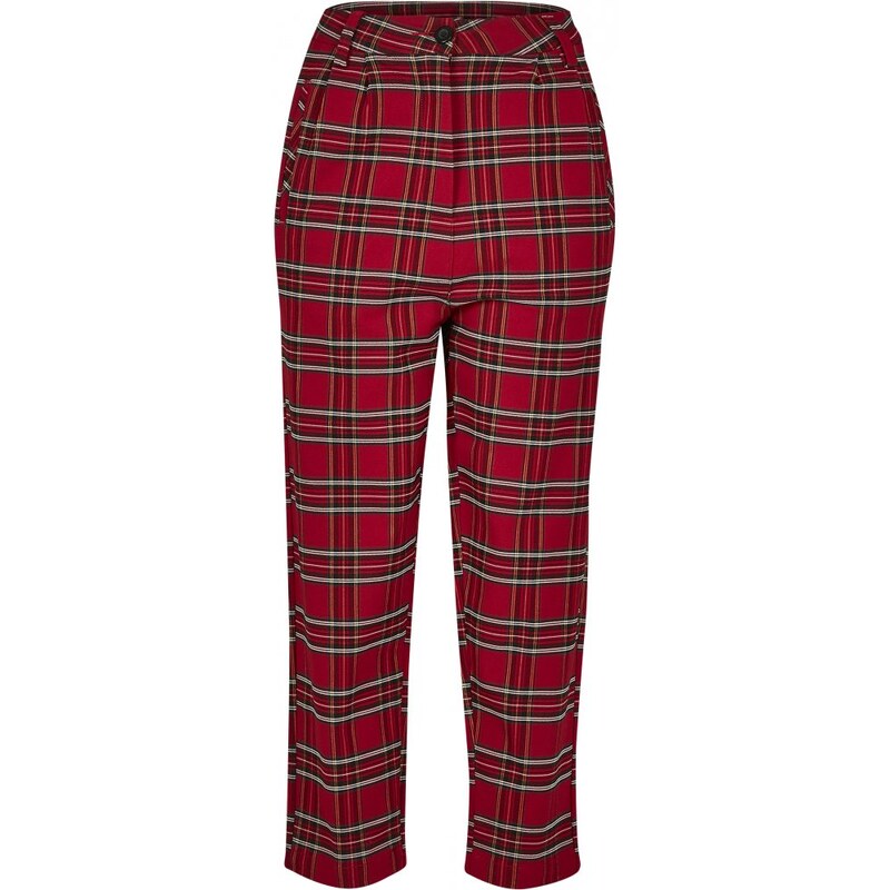 Kalhoty Urban Classics Ladies High Waist Checker Cropped Pants