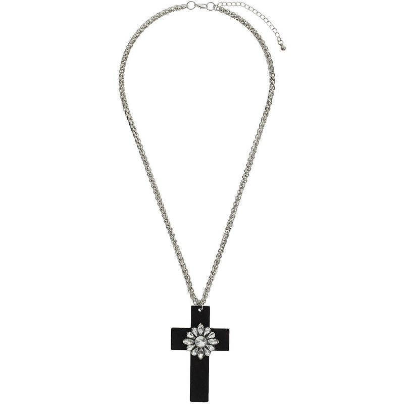 Topshop Rhinestone Cross Necklace
