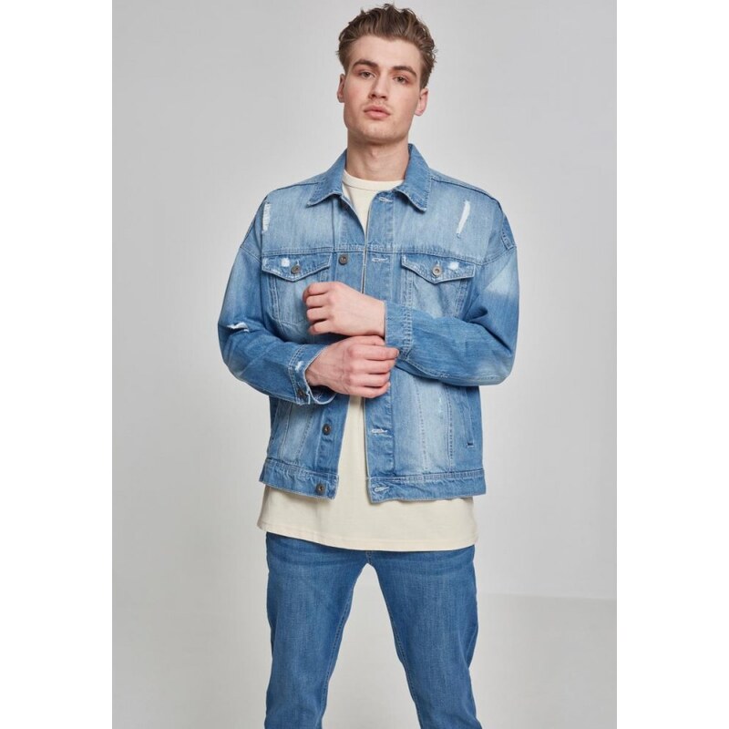 Bunda Urban Classics Ripped Denim Jacket - bleached
