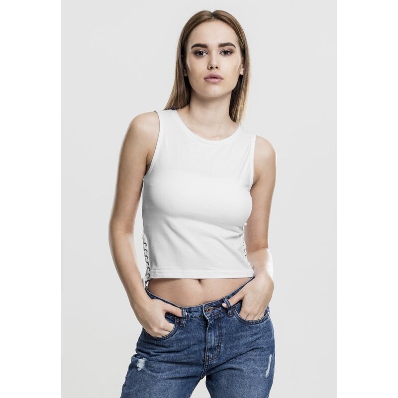 Tílko Urban Classics Ladies Lace Up Cropped Top - white