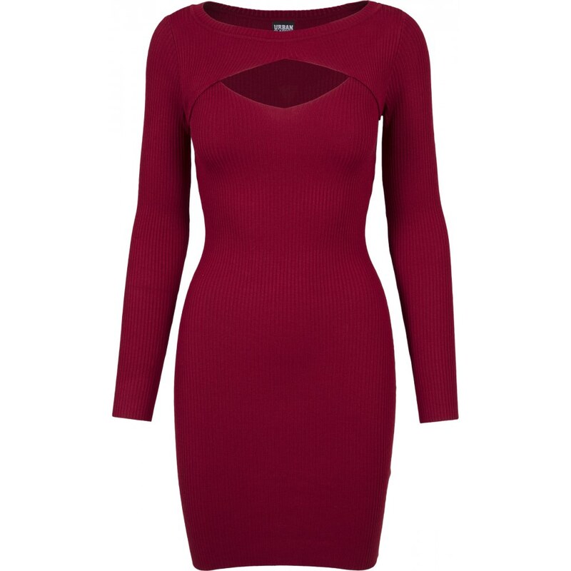 Šaty Urban Classics Ladies Cut Out Dress - burgundy