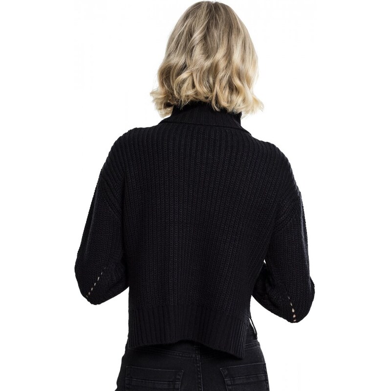 Svetr Urban Classics Ladies HiLo Turtleneck Sweater - black