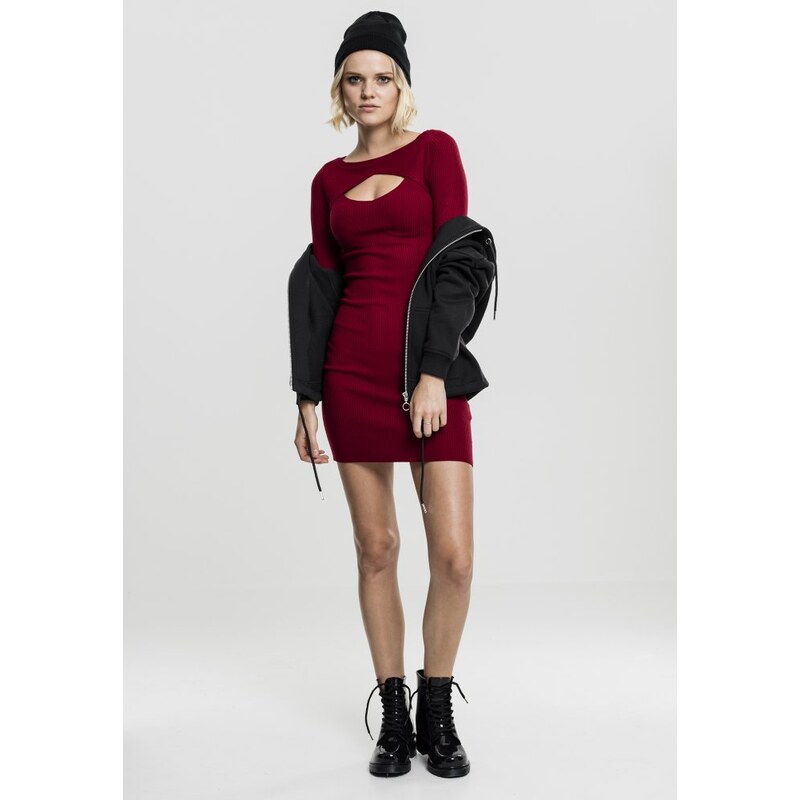 Šaty Urban Classics Ladies Cut Out Dress - burgundy