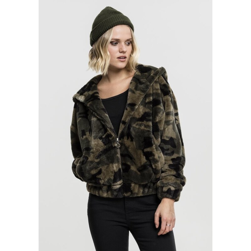 Bunda Urban Classics Ladies Camo Teddy Jacket - olive camo