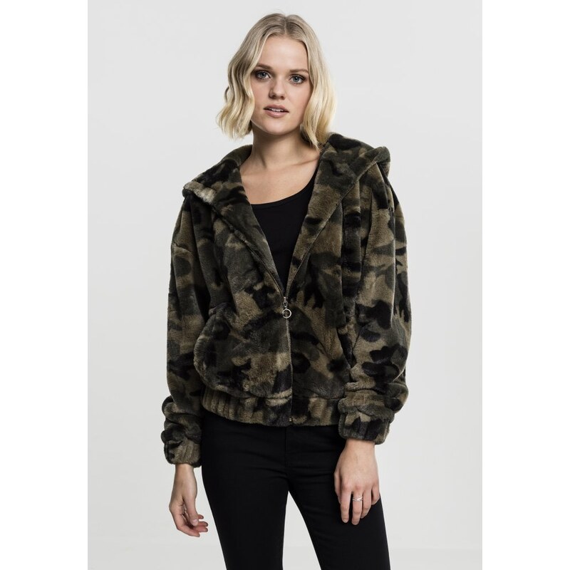 Bunda Urban Classics Ladies Camo Teddy Jacket - olive camo