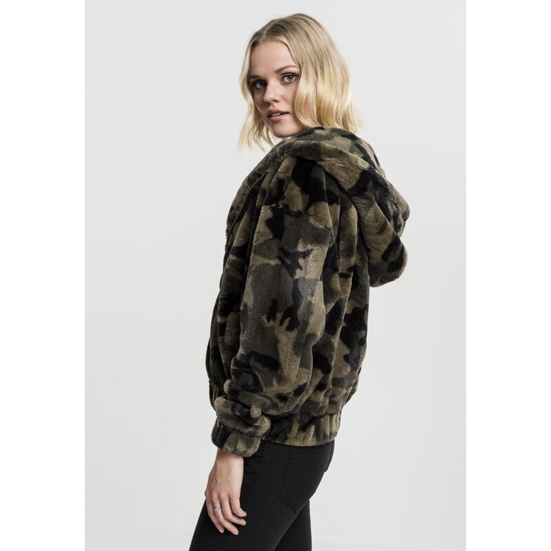 Bunda Urban Classics Ladies Camo Teddy Jacket - olive camo