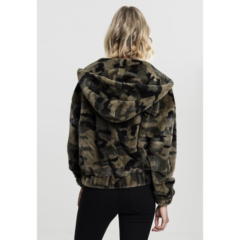 Bunda Urban Classics Ladies Camo Teddy Jacket - olive camo