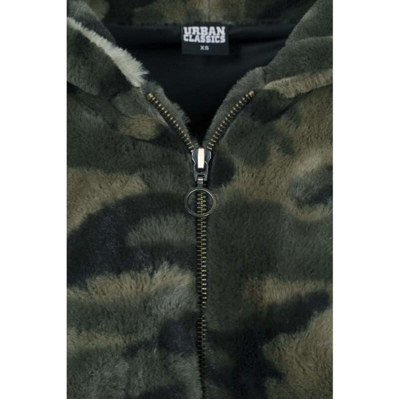 Bunda Urban Classics Ladies Camo Teddy Jacket - olive camo