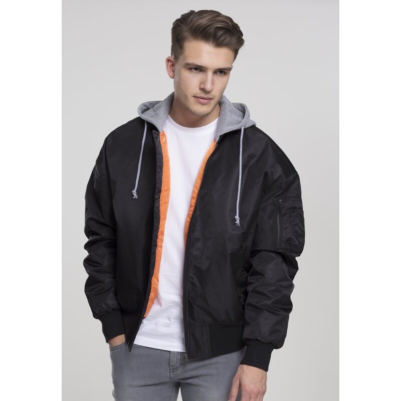 Černá pánská bomber bunda Urban Classics Hooded Oversized s kapucí