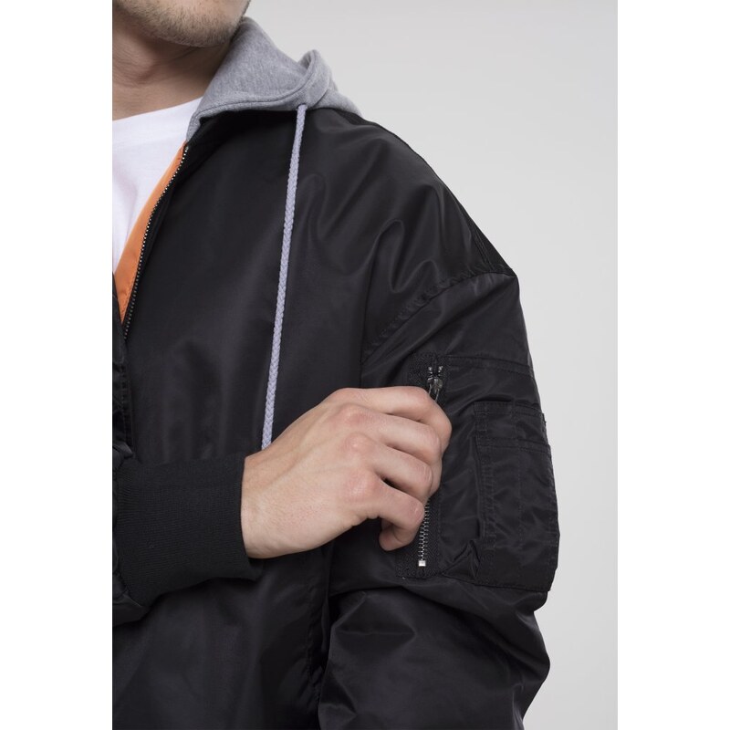 Černá pánská bomber bunda Urban Classics Hooded Oversized s kapucí