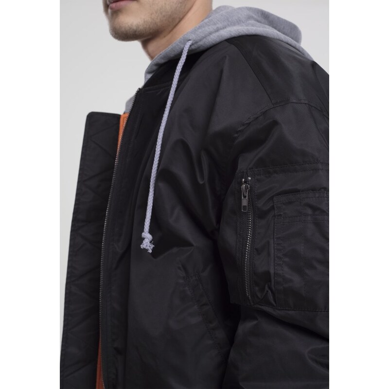 Černá pánská bomber bunda Urban Classics Hooded Oversized s kapucí