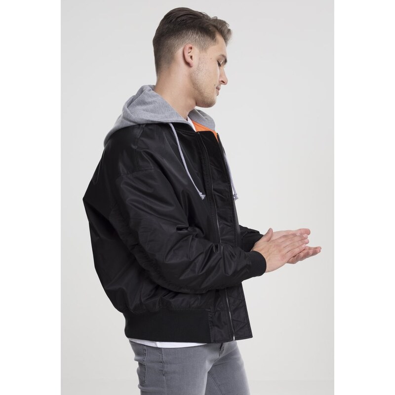 Černá pánská bomber bunda Urban Classics Hooded Oversized s kapucí