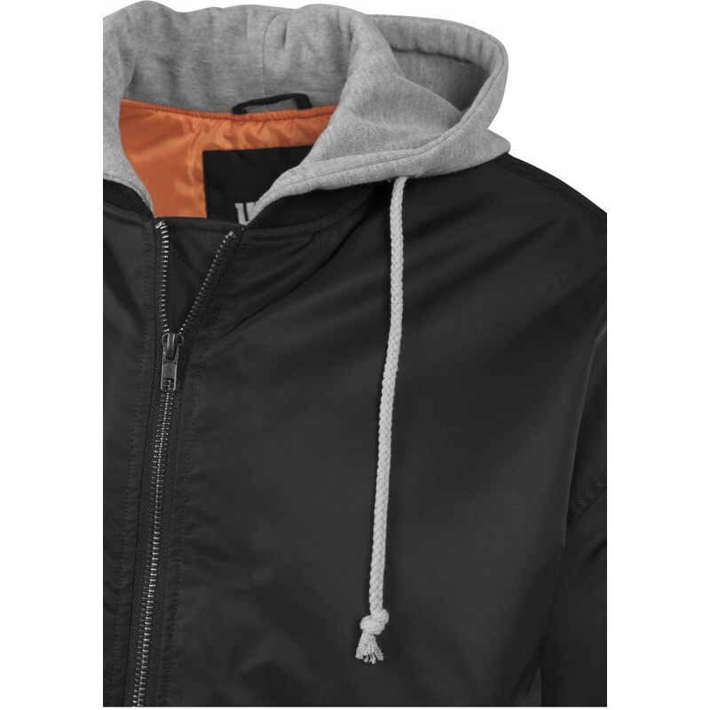 Černá pánská bomber bunda Urban Classics Hooded Oversized s kapucí