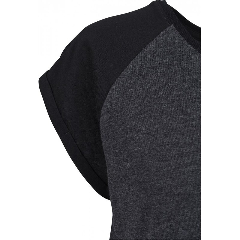 Tričko Urban Classics Ladies Contrast Raglan Tee - charcoal/black