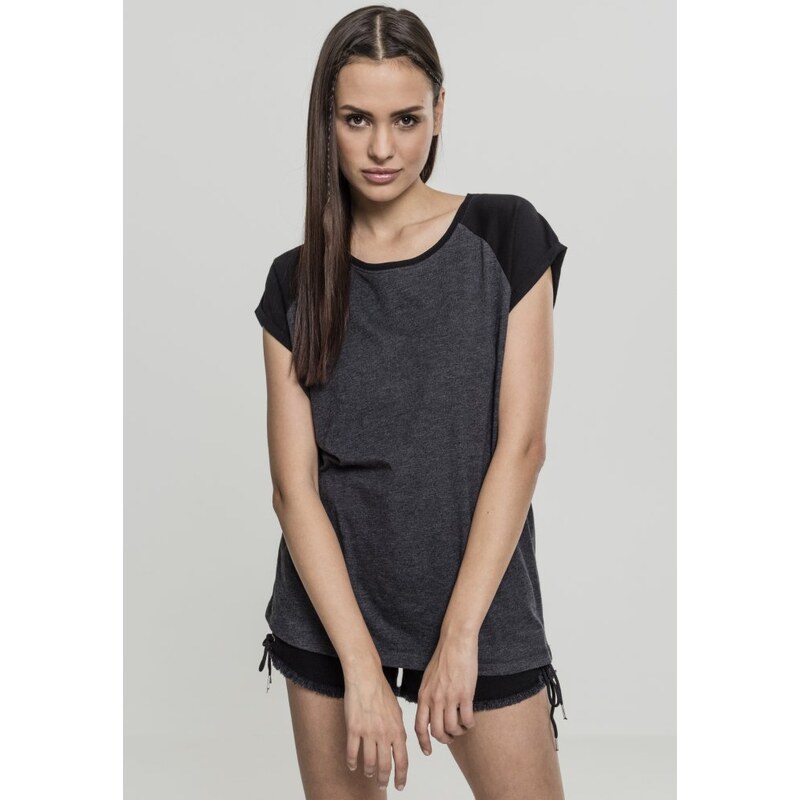 Tričko Urban Classics Ladies Contrast Raglan Tee - charcoal/black