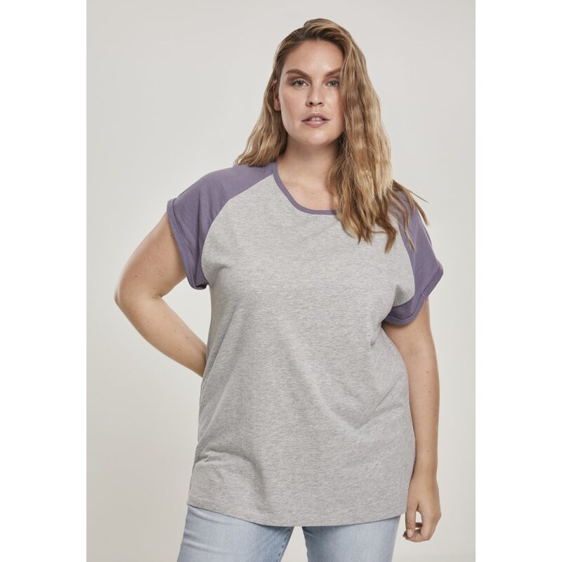 Tričko Urban Classics Ladies Contrast Raglan Tee - grey/dustypurple