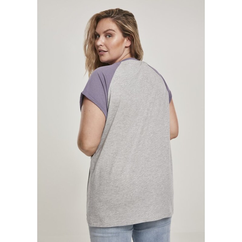 Tričko Urban Classics Ladies Contrast Raglan Tee - grey/dustypurple