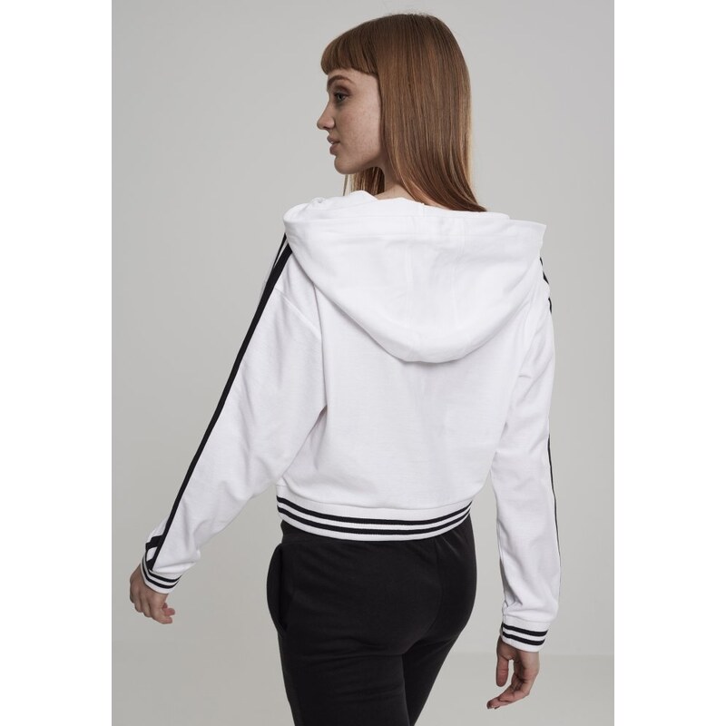 URBAN CLASSICS Mikina Urban Classic Ladies Short Lace Up Hoody - white/black