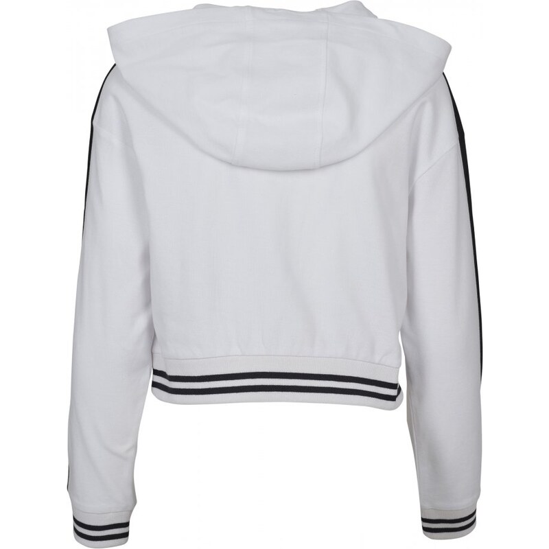 URBAN CLASSICS Mikina Urban Classic Ladies Short Lace Up Hoody - white/black