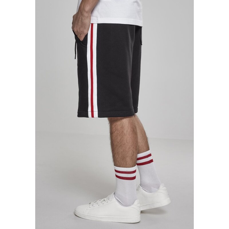 Šortky Urban Classics Stripe Sweatshorts - blk/wht/firered