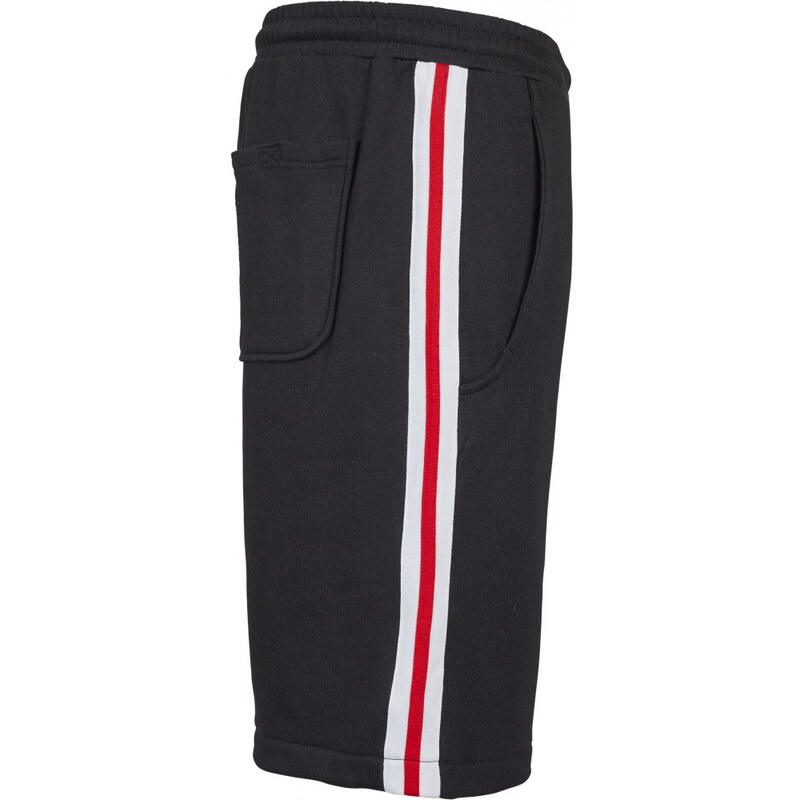 Šortky Urban Classics Stripe Sweatshorts - blk/wht/firered