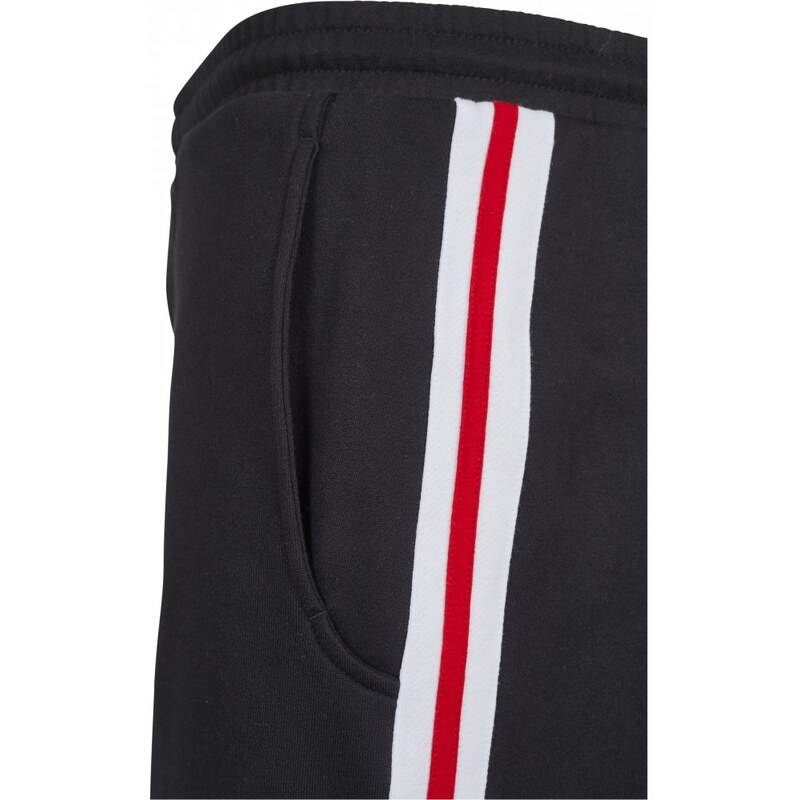 Šortky Urban Classics Stripe Sweatshorts - blk/wht/firered