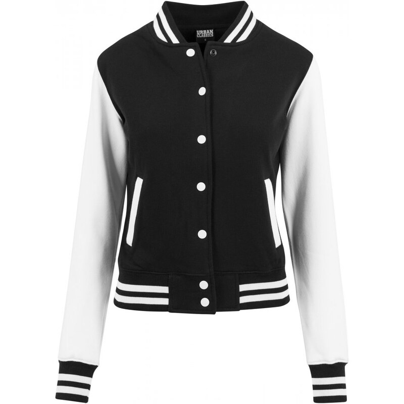 Bunda Urban Classics Ladies 2-tone College Sweatjacket - blk/wht