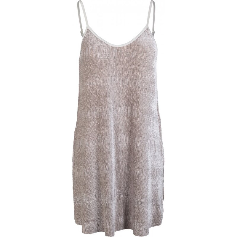 Šaty Urban Classics Ladies Velvet Slip Dress - beige