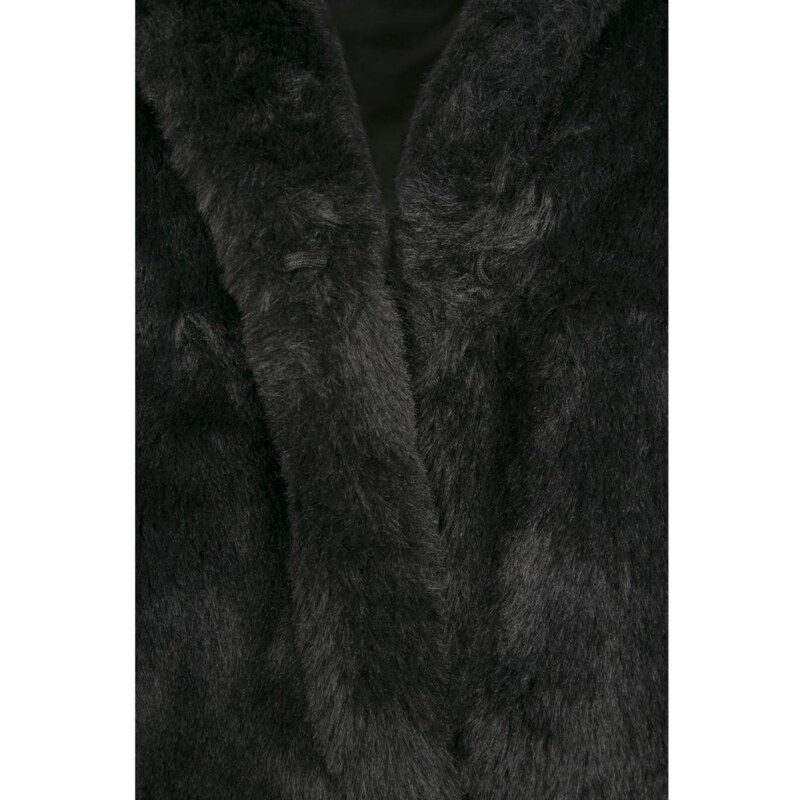 Dámský kabát Urban Classics Hooded Teddy - černý