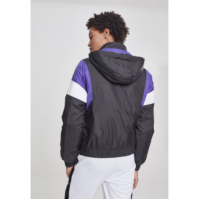 Bunda Urban Classics Ladies 3-Tone Padded Pull Over Jacket - black/ultraviolet/white