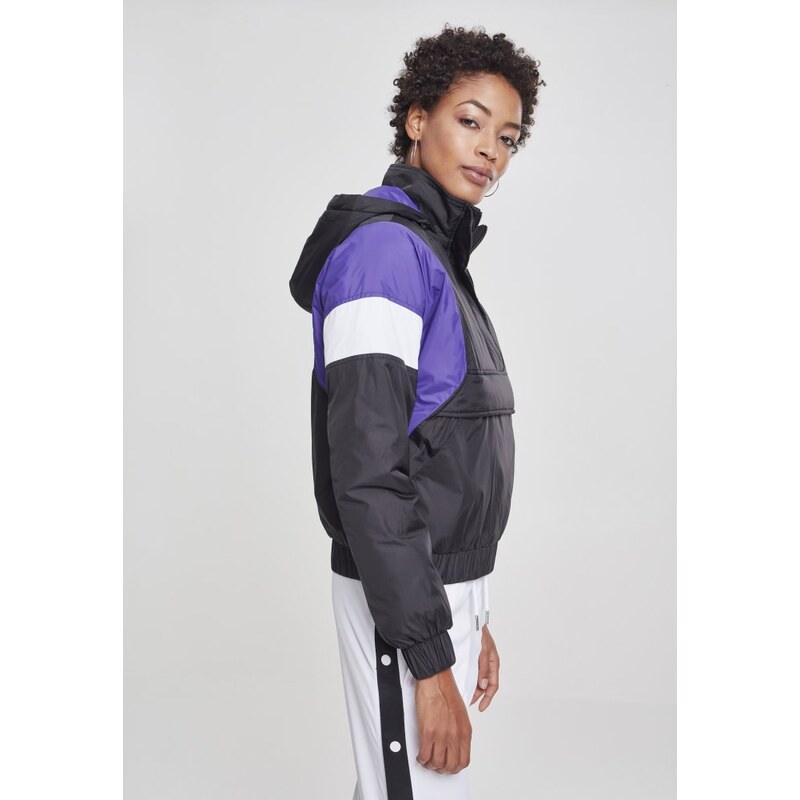 Bunda Urban Classics Ladies 3-Tone Padded Pull Over Jacket - black/ultraviolet/white