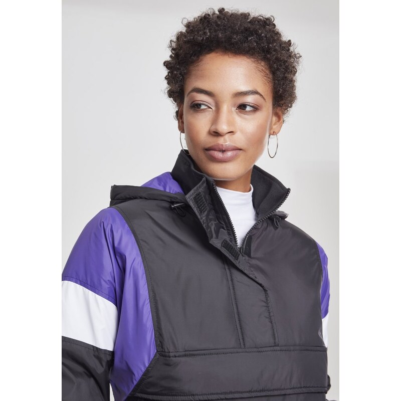 Bunda Urban Classics Ladies 3-Tone Padded Pull Over Jacket - black/ultraviolet/white