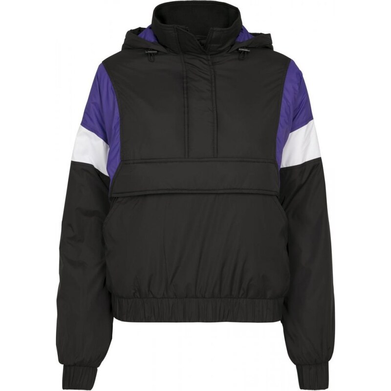 Bunda Urban Classics Ladies 3-Tone Padded Pull Over Jacket - black/ultraviolet/white